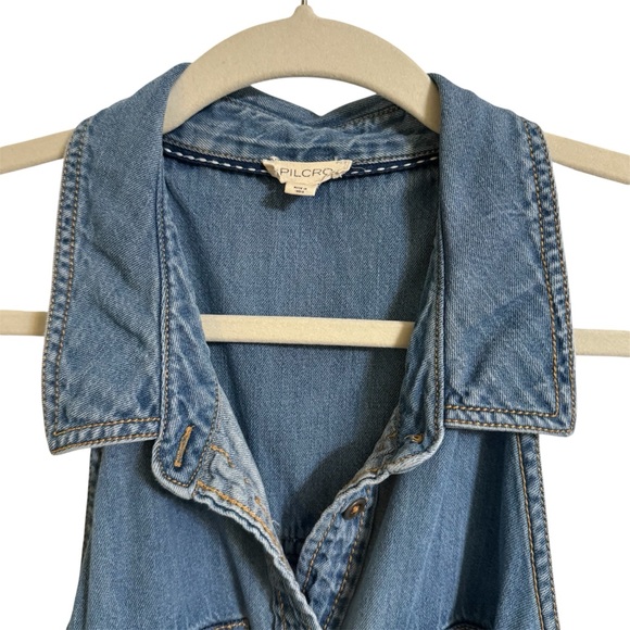 Anthropologie Pilcro Denim Sleeveless Halter Swing Midi Dress Plus Size 1X - Picture 4 of 11